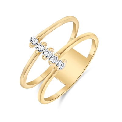 Inel stilizat aur galben 14k cu diamante
