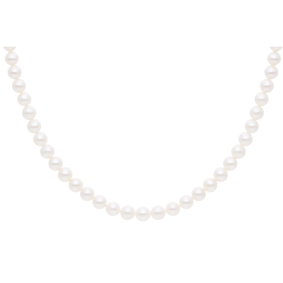 Colier perle (marime M) cu inchidere INIMA din aur alb 18k