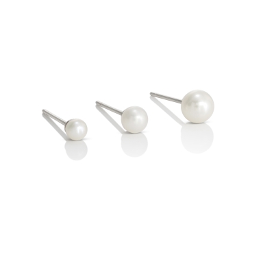 Set piercing cu 3 perle din aur alb 18k