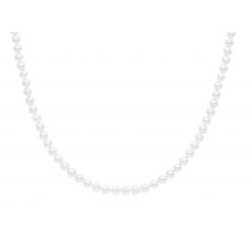 Colier perle (marime S) cu inchidere INIMA din aur alb 18k